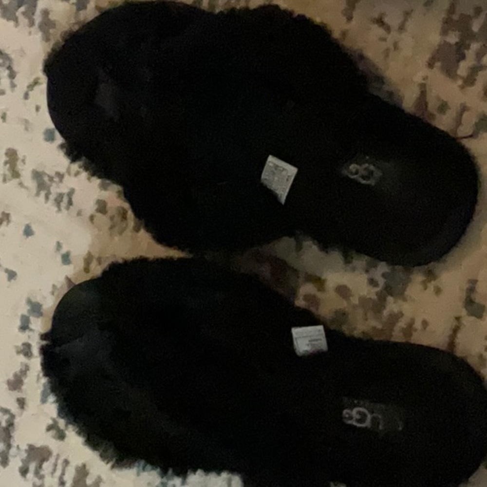 Black UGG Fluff Flip Flop III Women’s Slippers